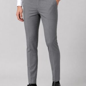 Men's Slim Fit Solid Grey Formal Trousers